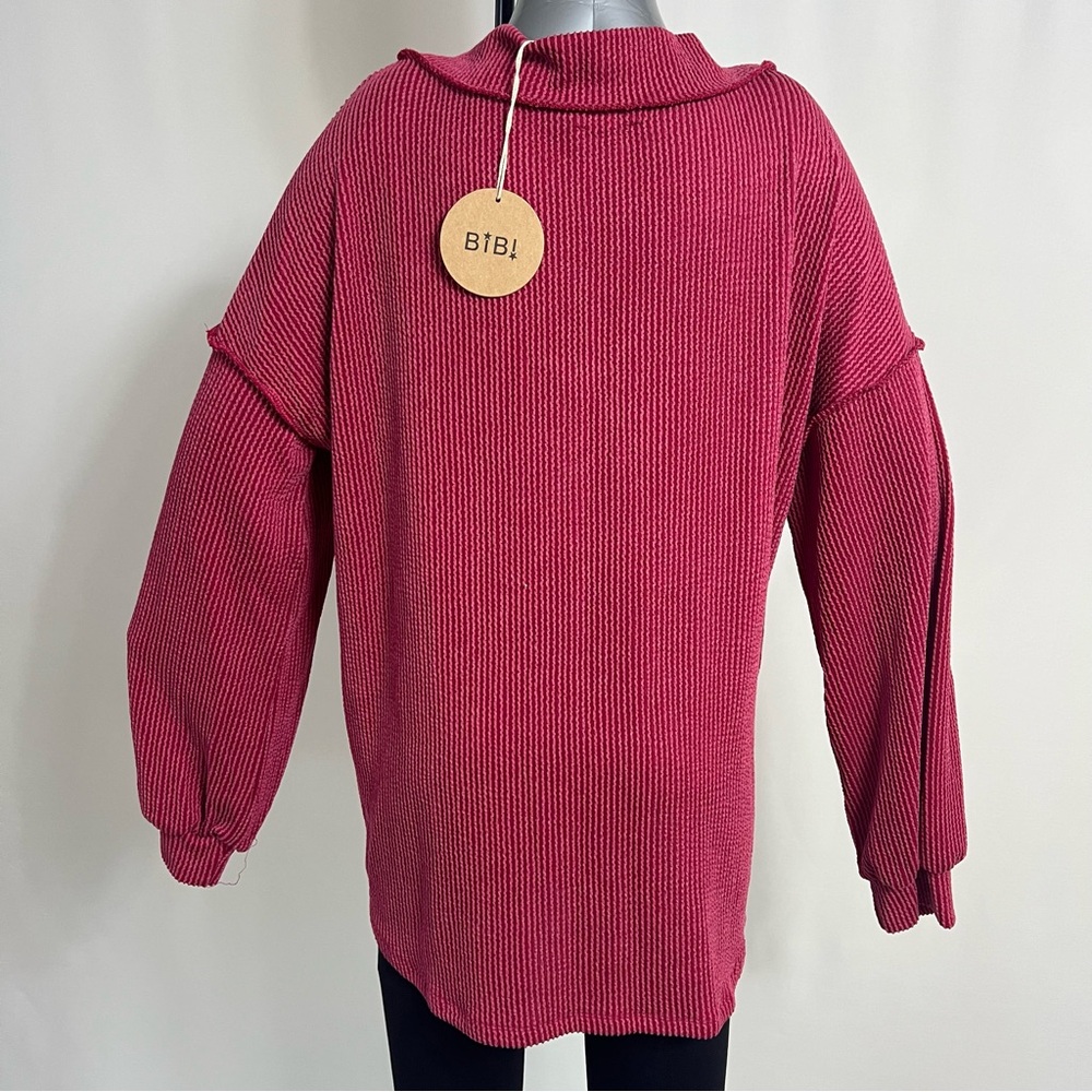 BiBi Pink Ribbed Knit Top - Picture 2 of 8
